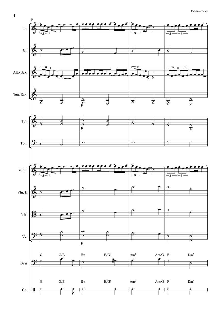 Por Amar Você - Score Only Concert Band scores gallery preview page 4