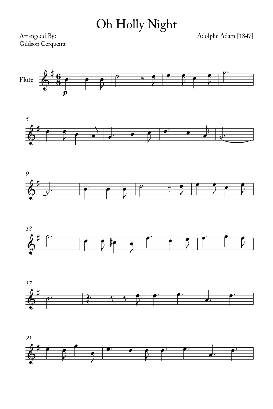Oh Holy night Flute Solo scores gallery preview page 1