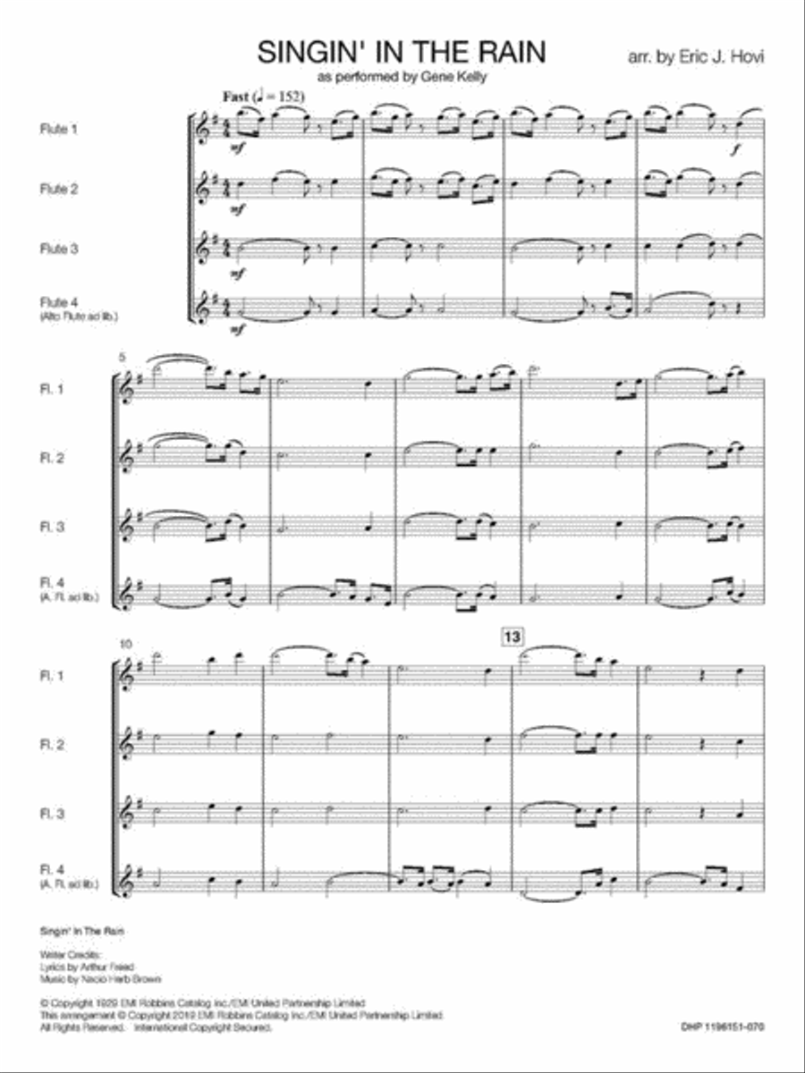 Singin' in the Rain Flute Quartet scores gallery preview page 3