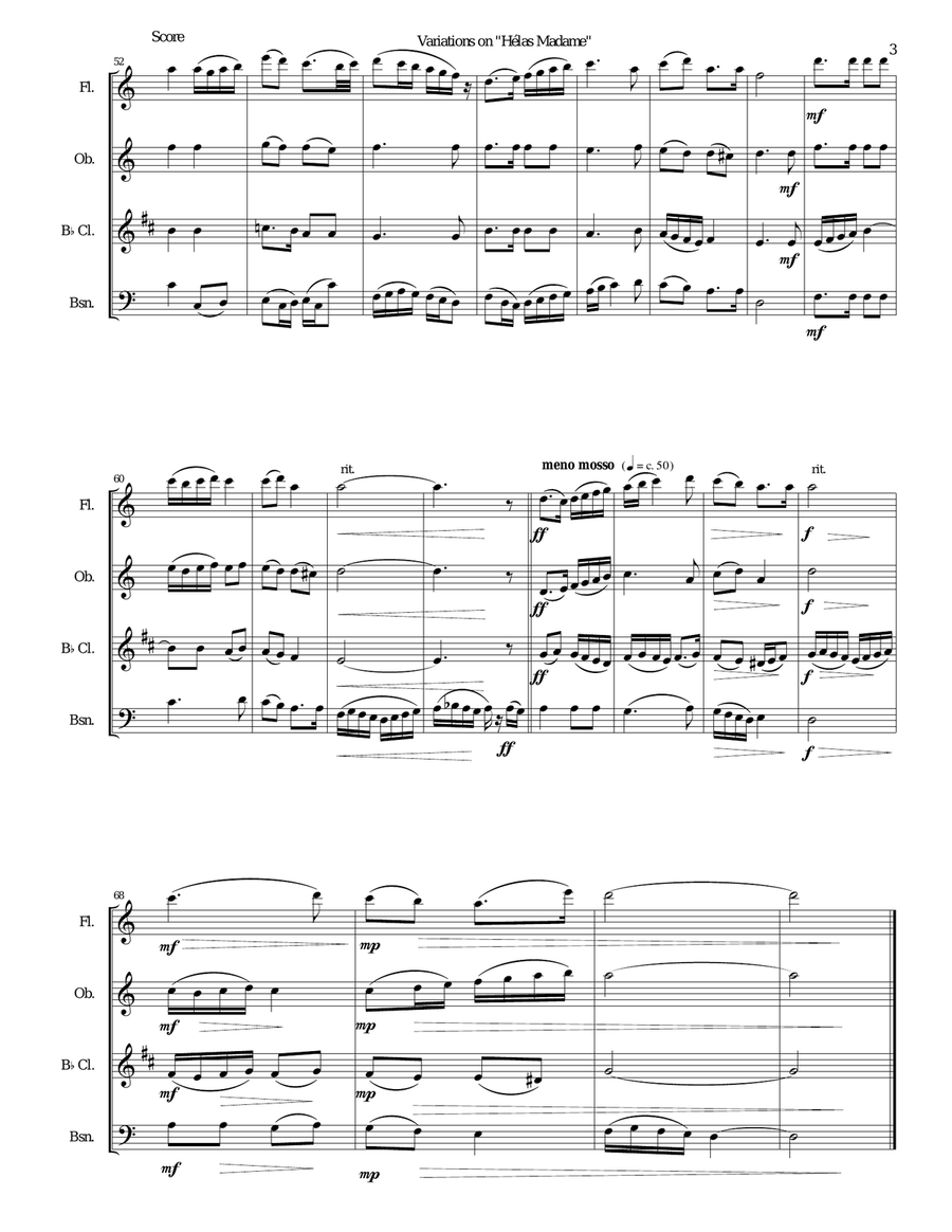 Variations for wind quartet on 