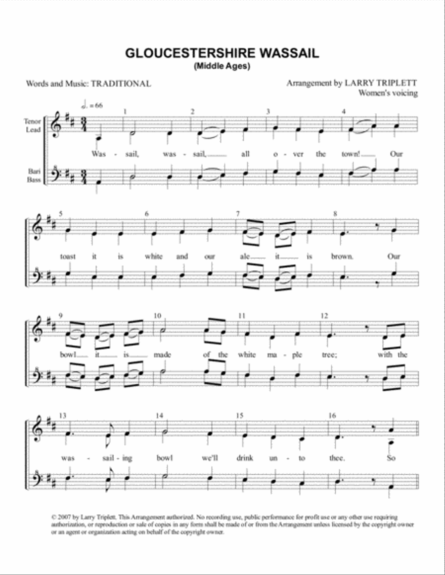 Gloucestershire Wassail SSAA scores gallery preview page 1