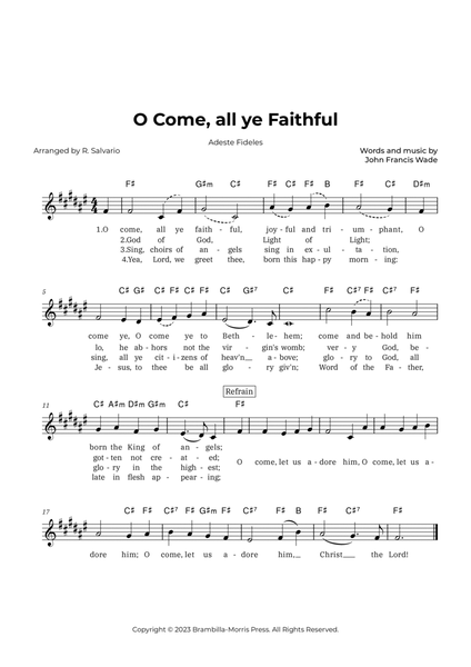 O Come, all ye Faithful - Adeste Fideles (Key of F-Sharp Major) image number null