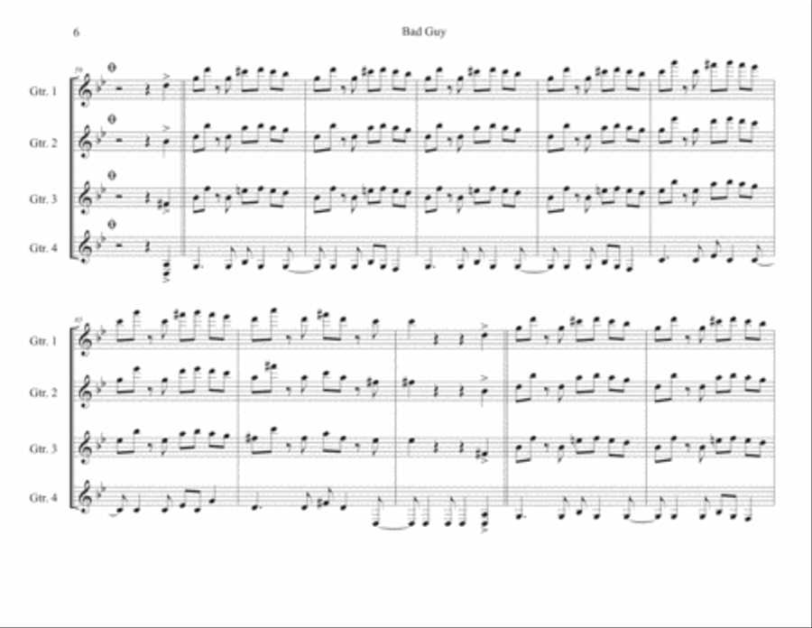Bad Guy Guitar Ensemble scores gallery preview page 6
