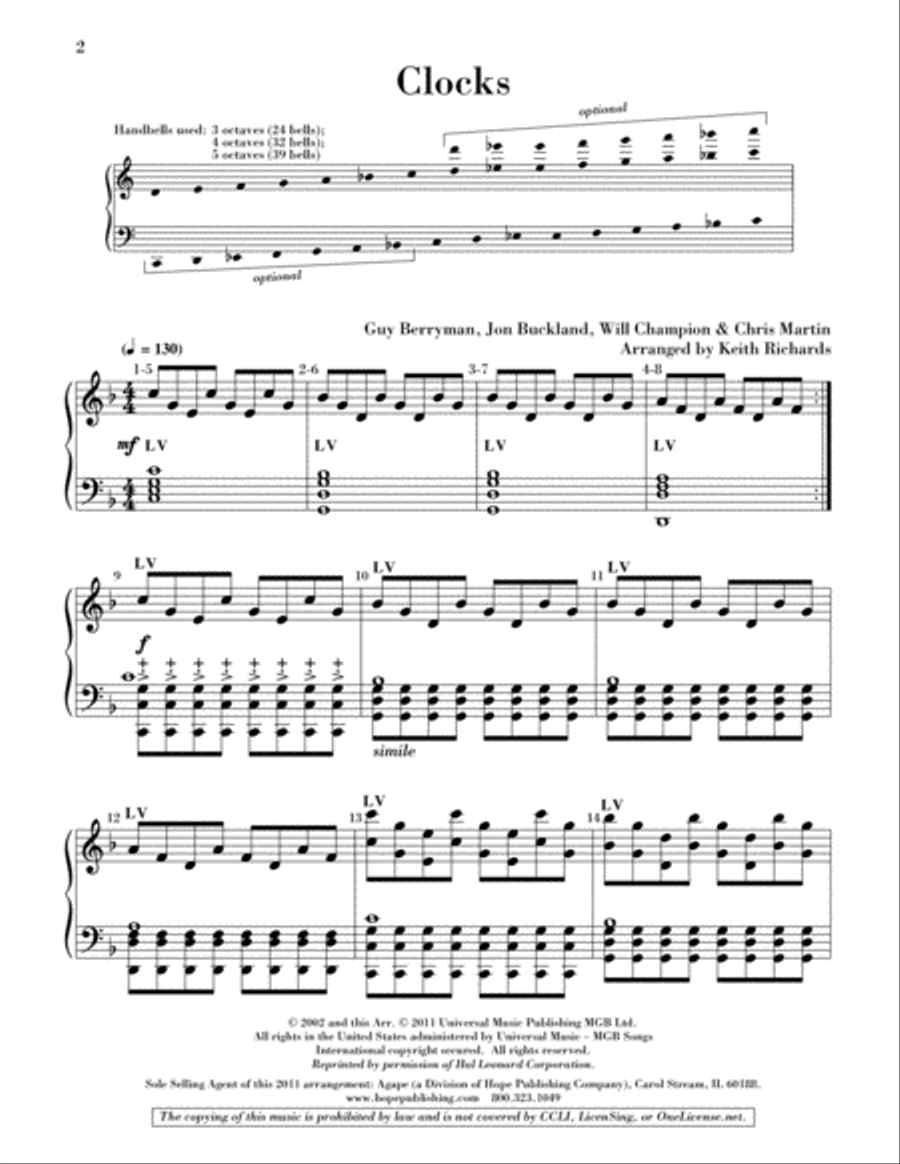 Clocks Handbell Choir scores gallery preview page 2