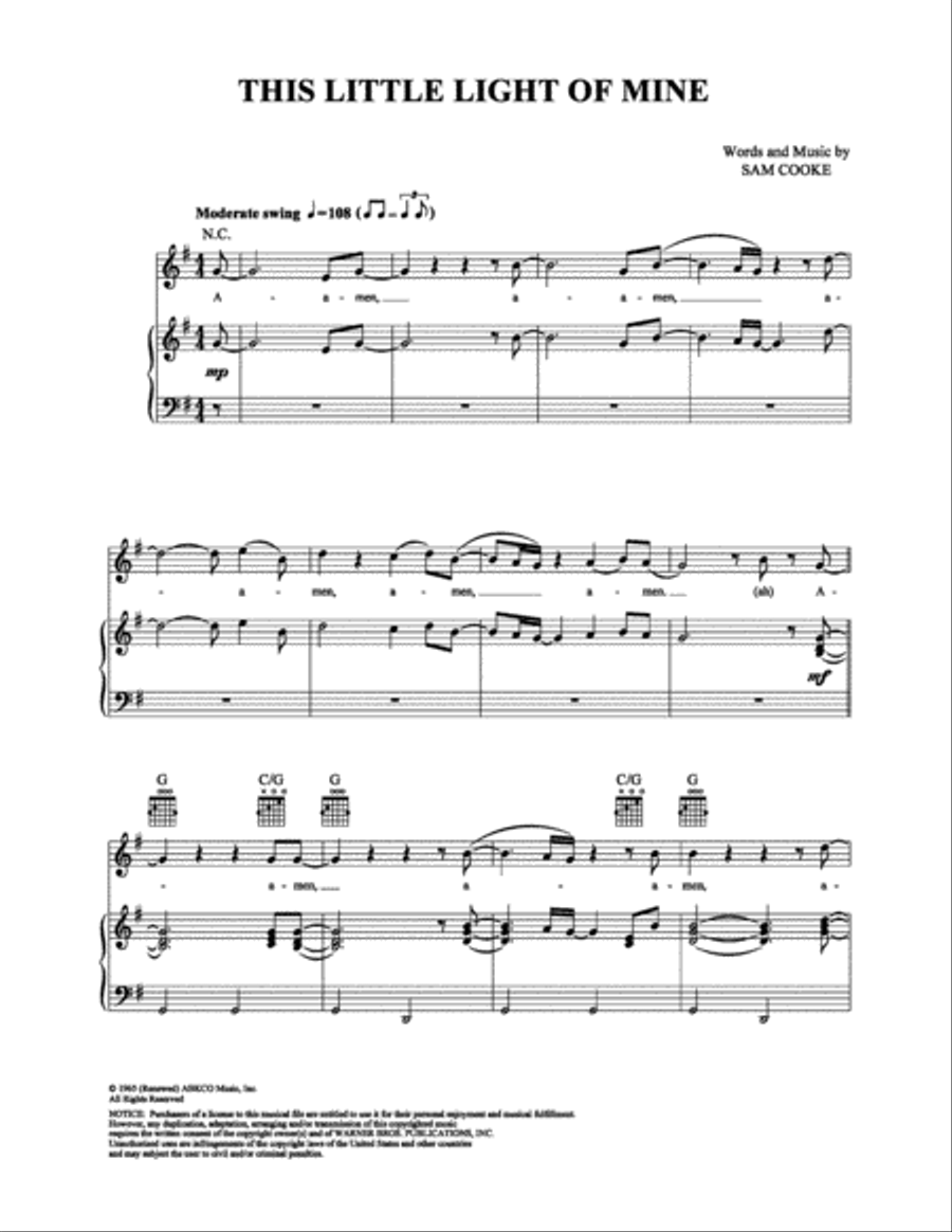 This Little Light of Mine Piano, Vocal, Guitar scores gallery preview page 1