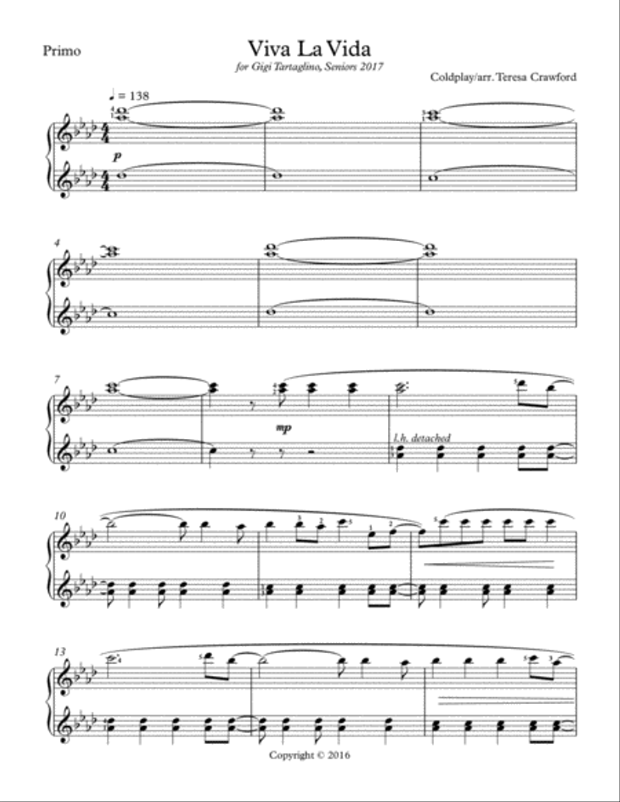 Viva La Vida Piano scores gallery preview page 1