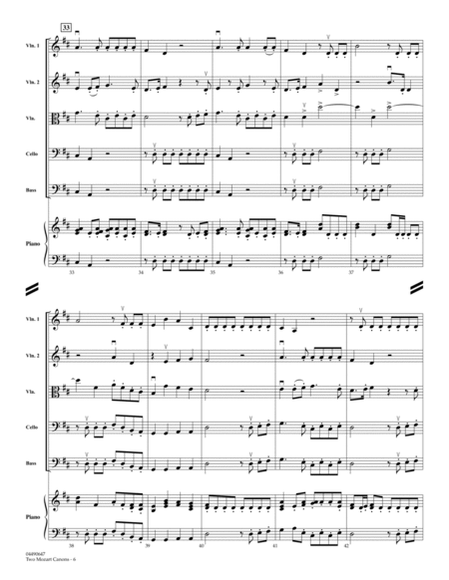 Two Mozart Canons - Full Score