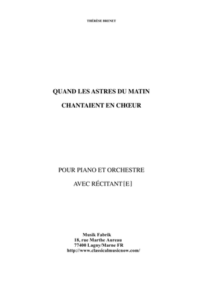 Thérèse Brenet: Quand Les Astres du Matin Chantaient en Choeur for piano, narrator and orchestra: s