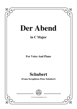 Book cover for Schubert-Der Abend,in C Major,Op.118,No.2,for Voice and Piano