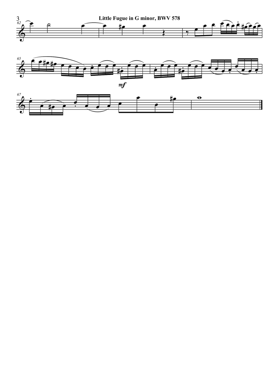 Little Fugue in G minor, BWV 578-3 Bb clarinets,bass clarinet Clarinet Quartet scores gallery preview page 3
