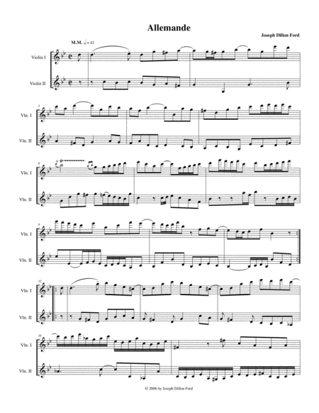 Suite for Two Violins - 1 Allemande image number null