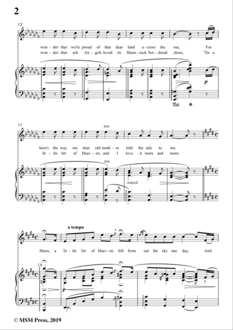Ernest R. Ball-Little Bit of Heaven,in a flat minor,for Voice and Piano Voice Solo scores gallery preview page 4