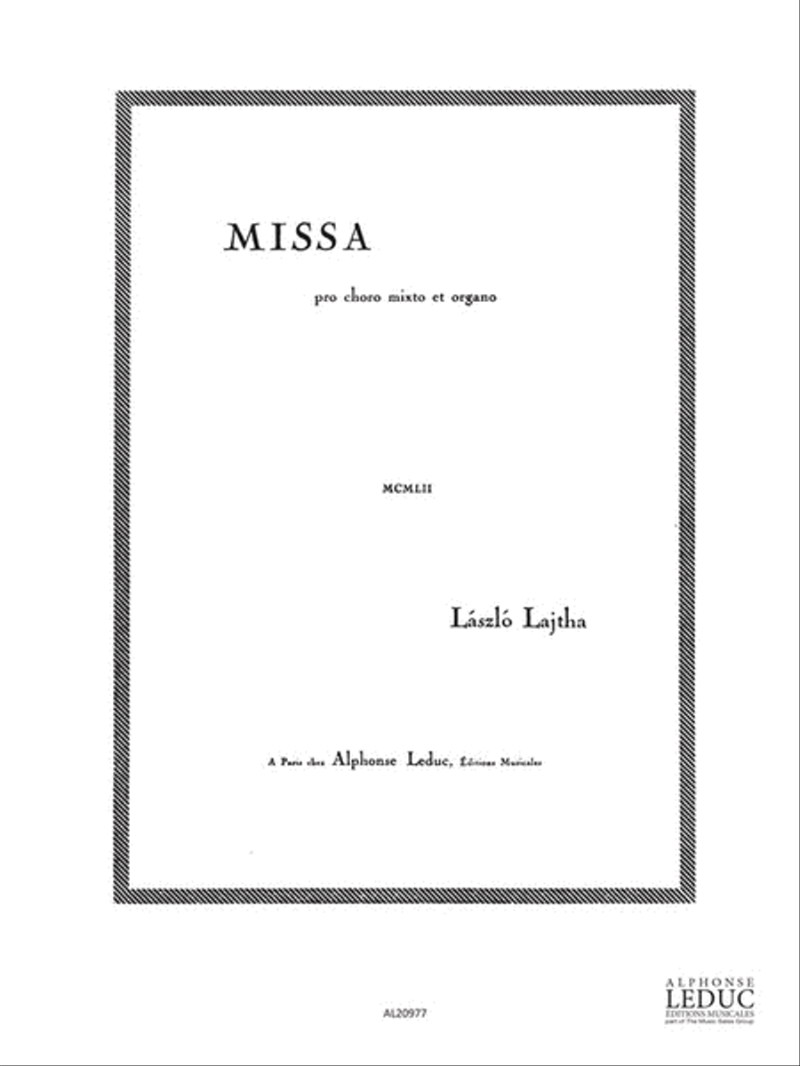 Lajtha Missa Pro Choro Mixto Et Organo Op 54 Organ Performance Scores Organ scores gallery preview page 1
