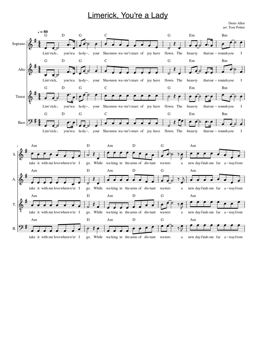 Limerick You're A Lady 4-Part scores gallery preview page 1