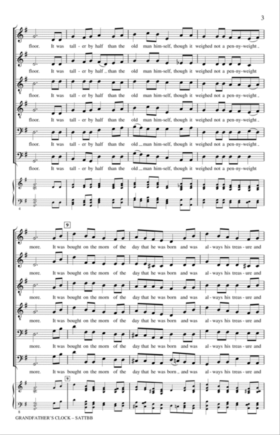 Grandfather's Clock (arr. Philip Lawson) A Cappella scores gallery preview page 2