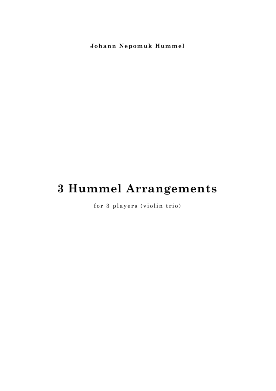 Three Hummel Arrangements for violin trio String Trio scores gallery preview page 1