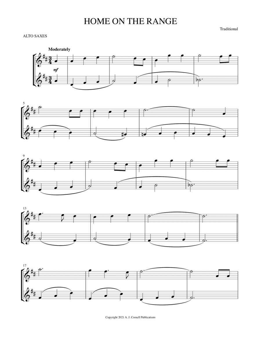 Home on the Range Woodwind Duet scores gallery preview page 1