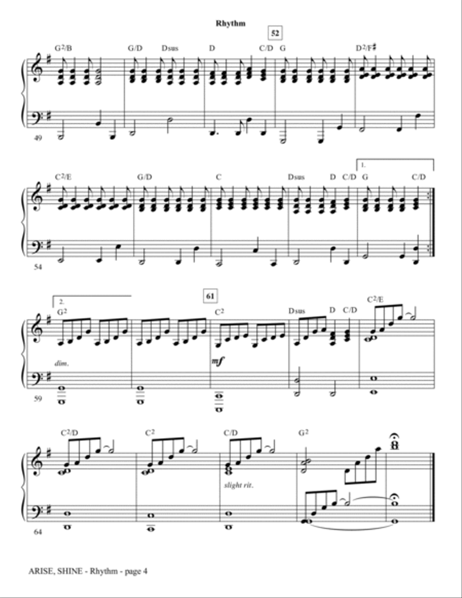 Arise, Shine (arr. Tom Fettke) - Rhythm Choir scores gallery preview page 4