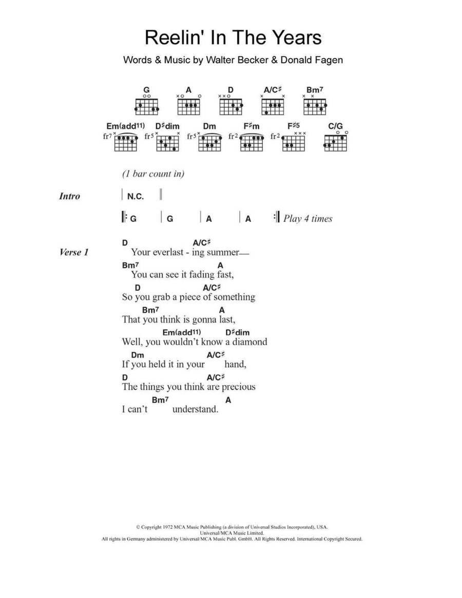 Reelin' In The Years Acoustic Guitar scores gallery preview page 1