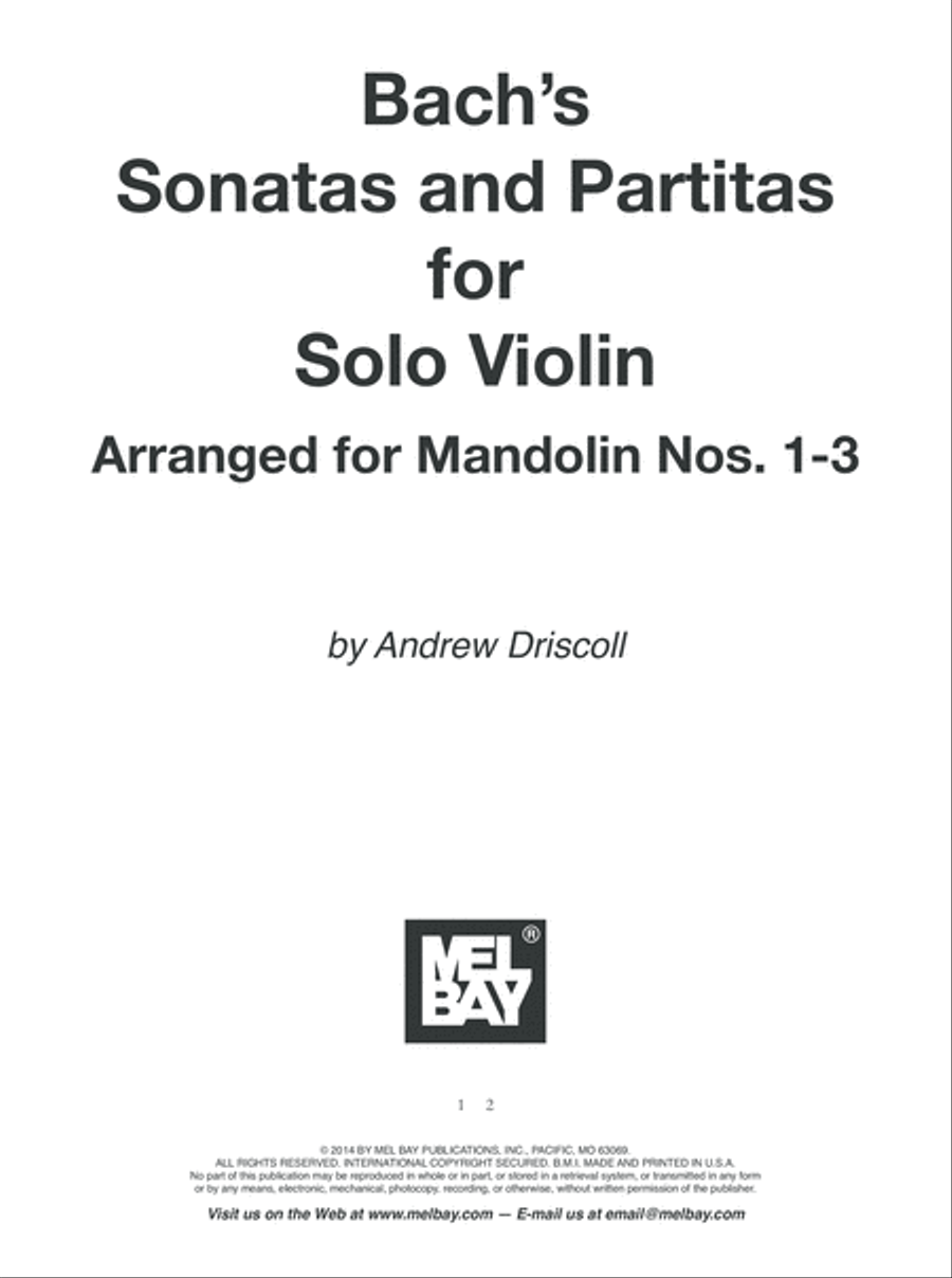 Bach's Sonatas and Partitas for Solo Violin Arranged for Mandolin Violin Solo scores gallery preview page 2