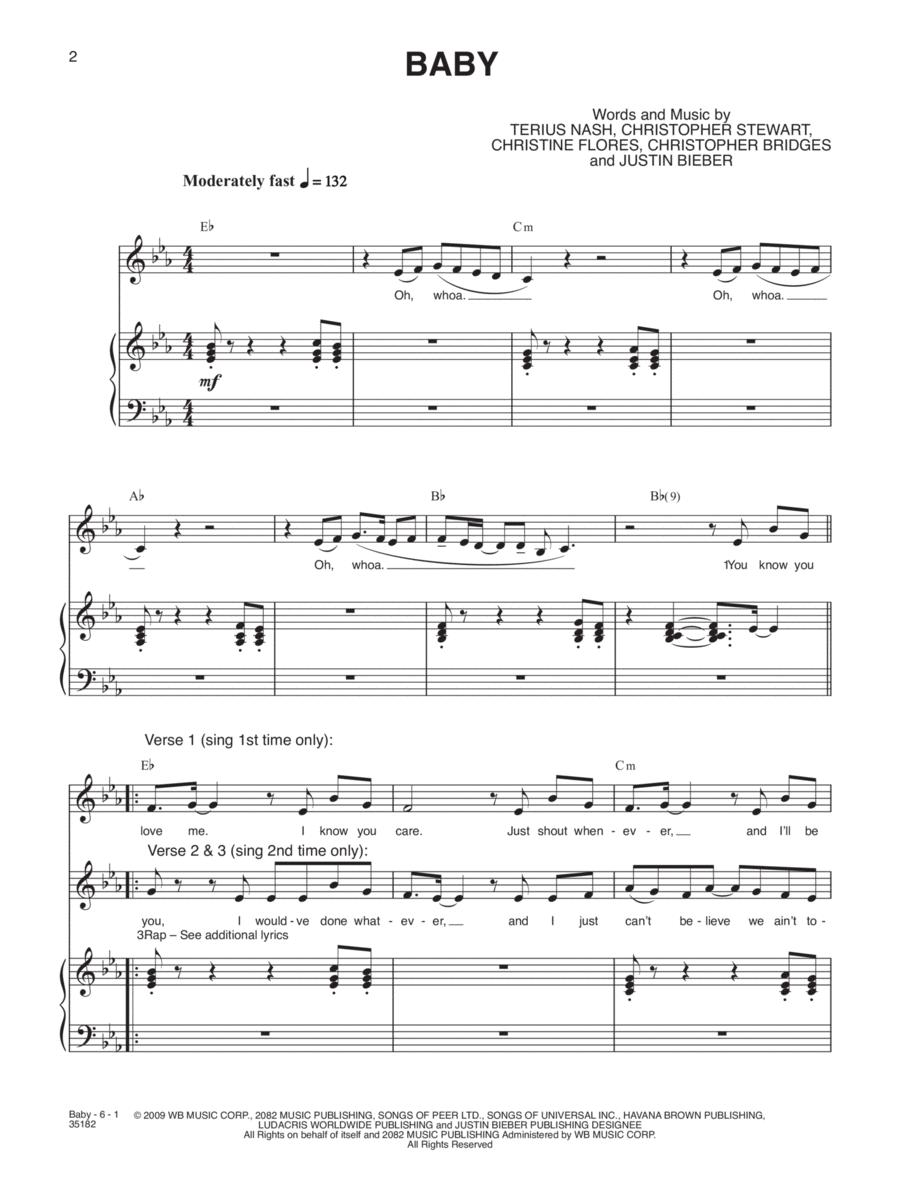 Baby Piano, Vocal, Guitar scores gallery preview page 1