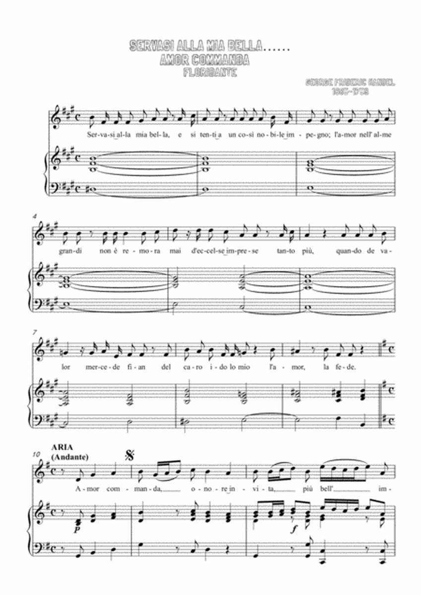 Handel-Servasi alla mia bella…Amor commanda in G Major,for Voice and Piano image number null