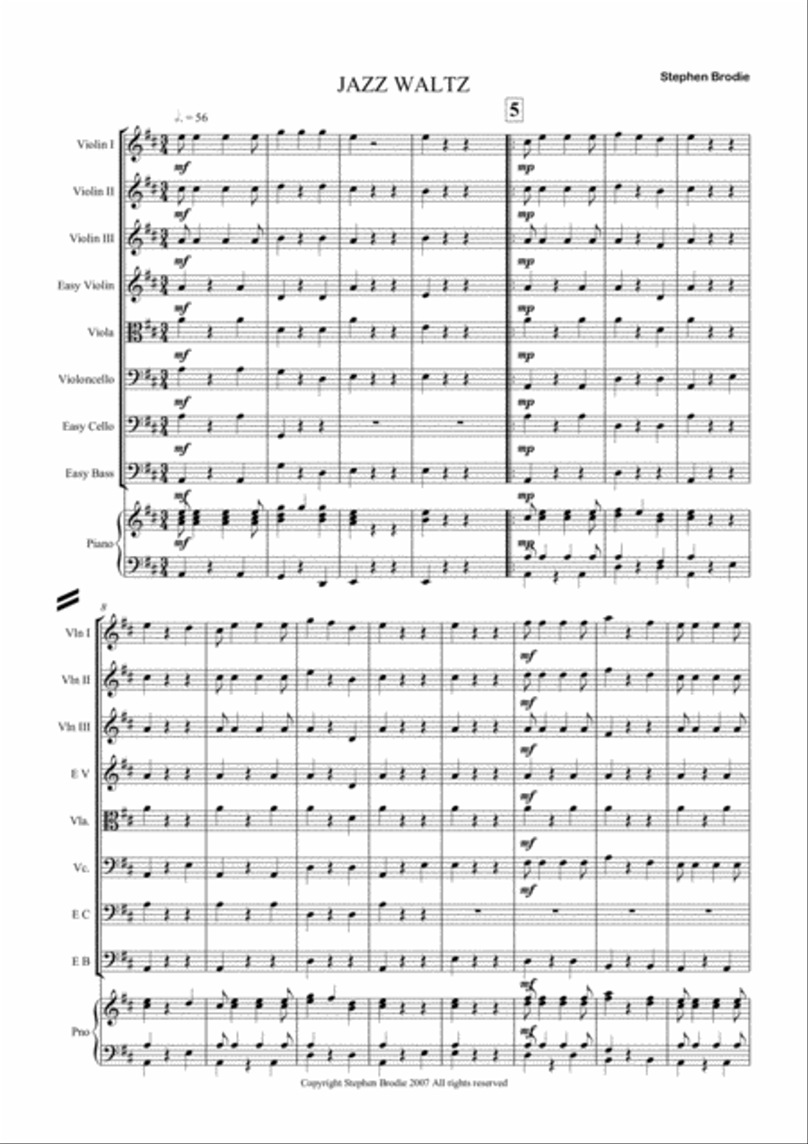 Jazz Waltz ( for Junior String Ensemble) Chamber Orchestra scores gallery preview page 1