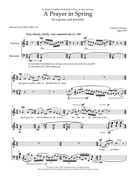 A Prayer in Spring by Carson Cooman Voice - Digital Sheet Music
