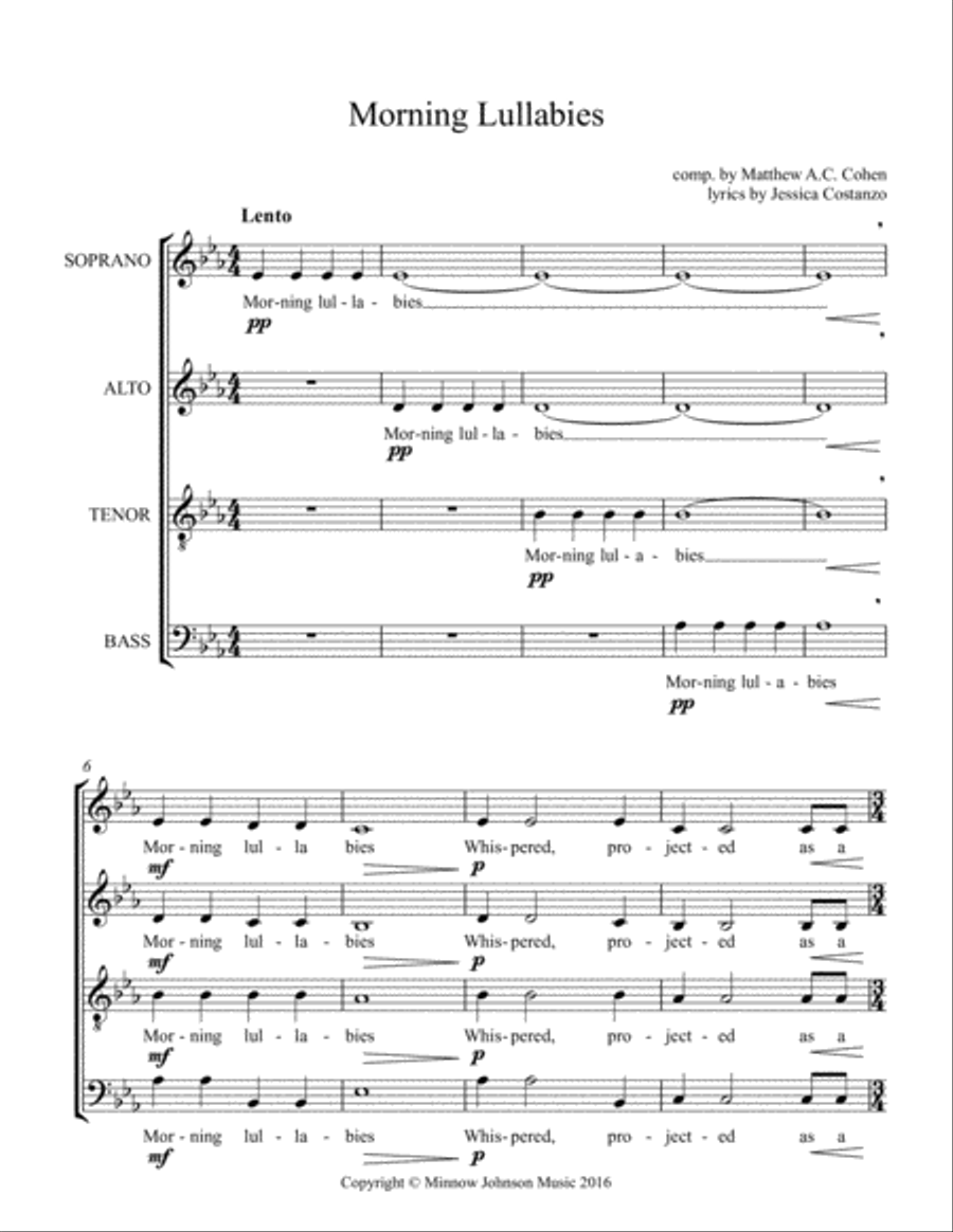 Morning Lullabies 4-Part scores gallery preview page 2