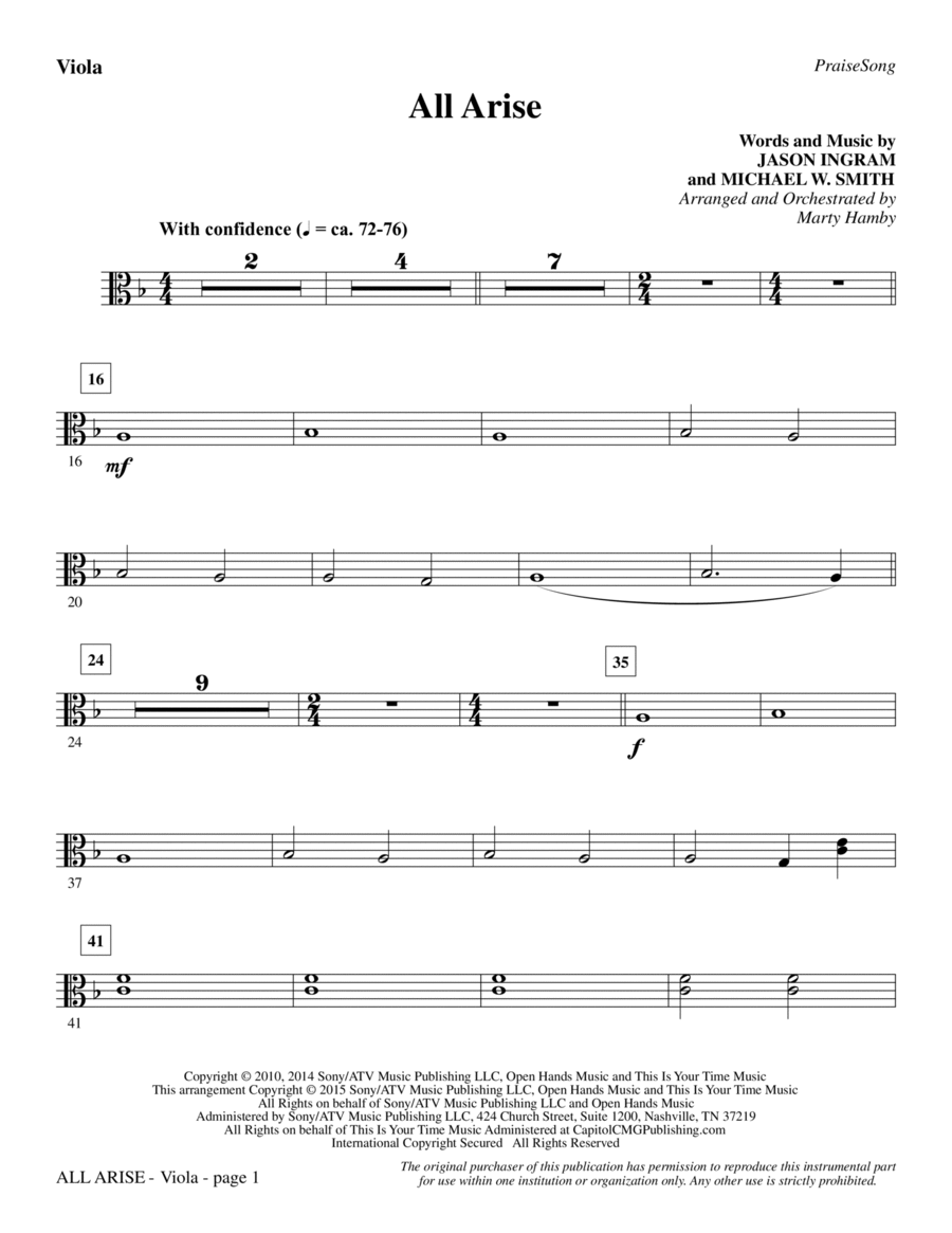 All Arise - Viola Choir scores gallery preview page 1