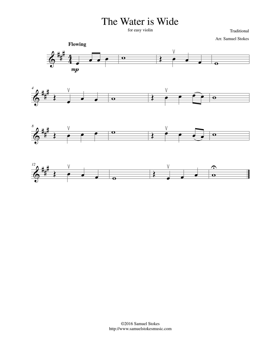 The Water is Wide - for easy violin Violin Solo scores gallery preview page 1