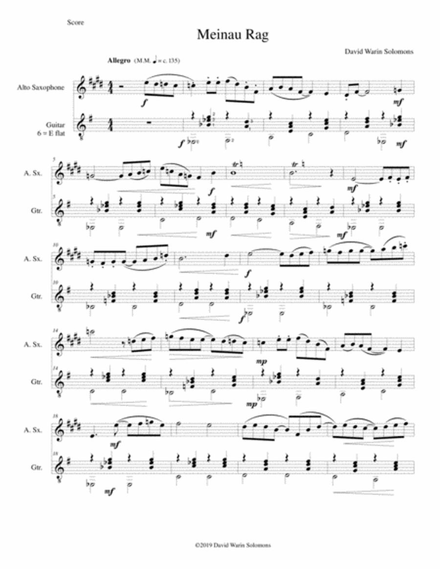 Meinau Rag for alto saxophone and guitar image number null