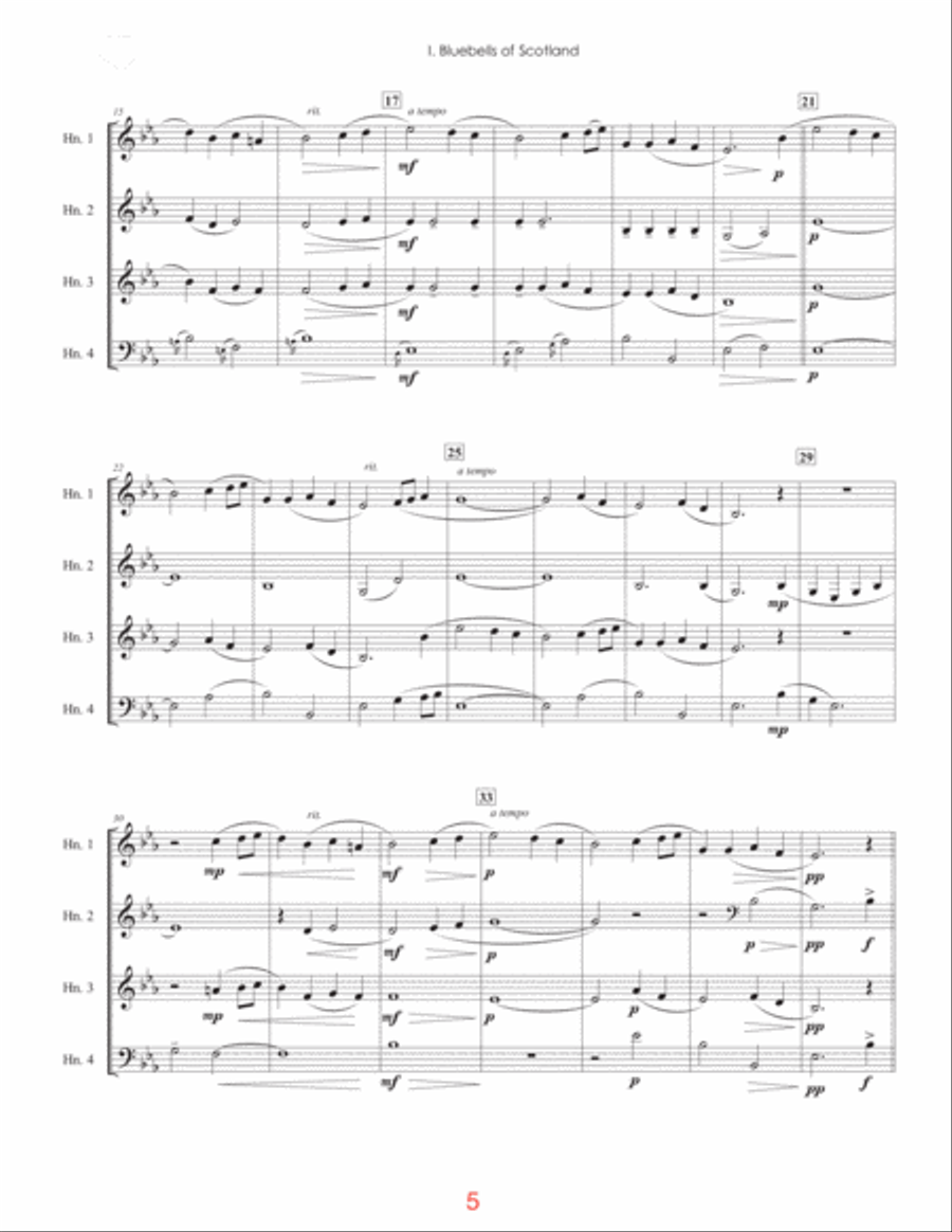 Three Scottish Songs for Horn Quartet French Horn Quartet scores gallery preview page 5