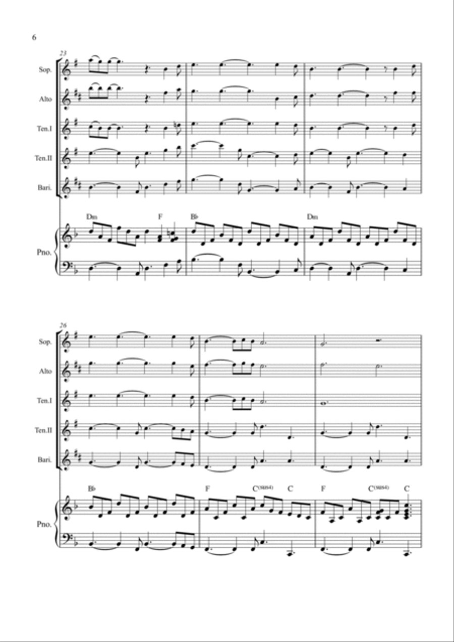 Hallelujah Saxophone Quintet scores gallery preview page 6