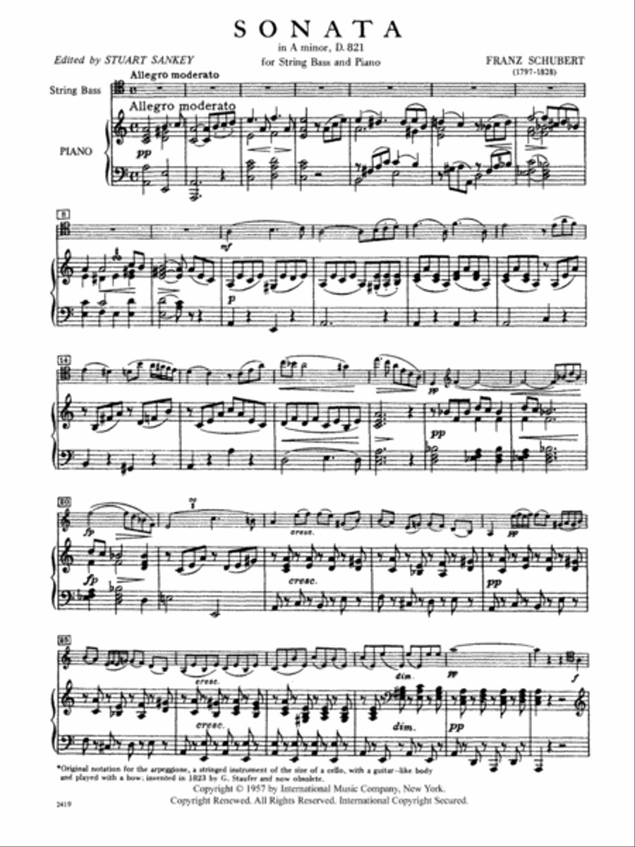 Sonata In A Minor (Arpeggione) (Solo Tuning) Double Bass scores gallery preview page 2