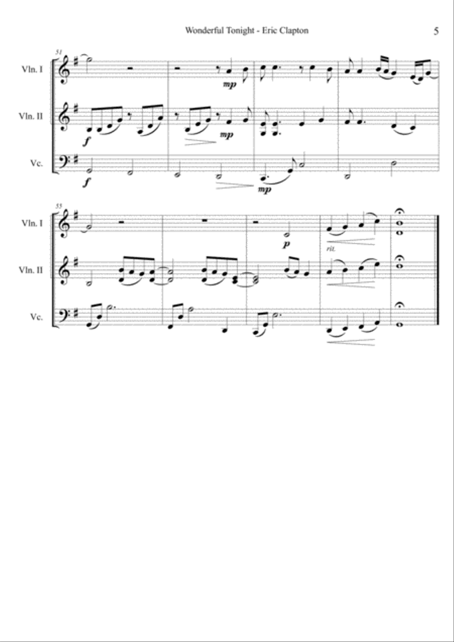 Wonderful Tonight String Trio scores gallery preview page 5