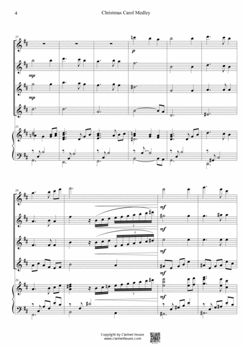 Christmas Carol Medley for Flute Quartet & Piano image number null