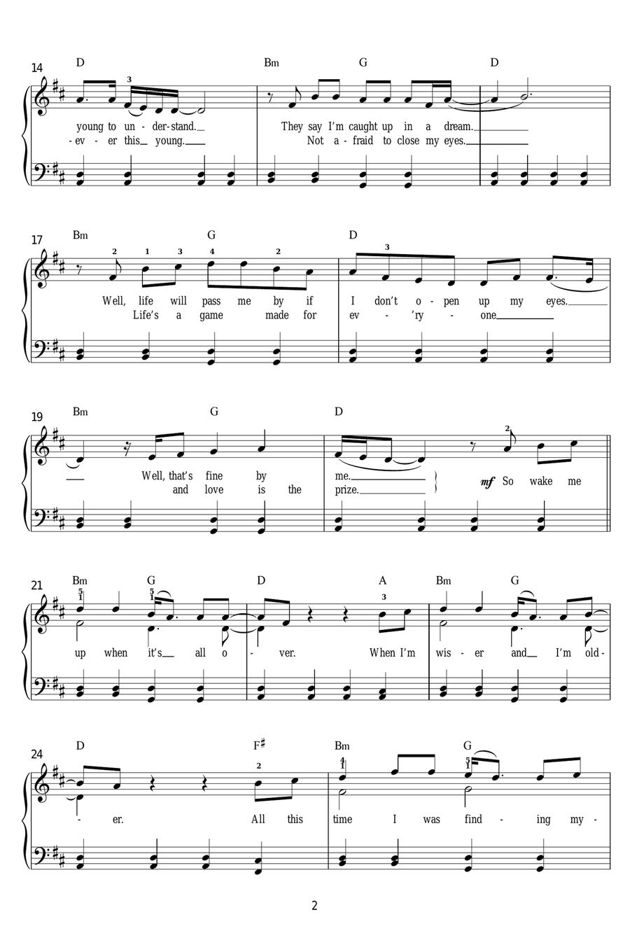 Wake Me Up Easy Piano scores gallery preview page 2