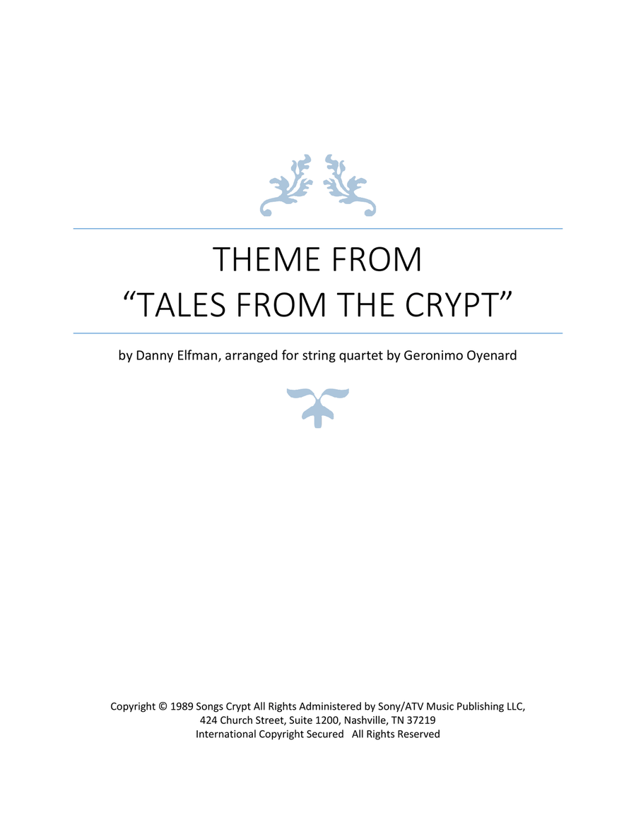 Tales From The Crypt Theme String Quartet scores gallery preview page 1