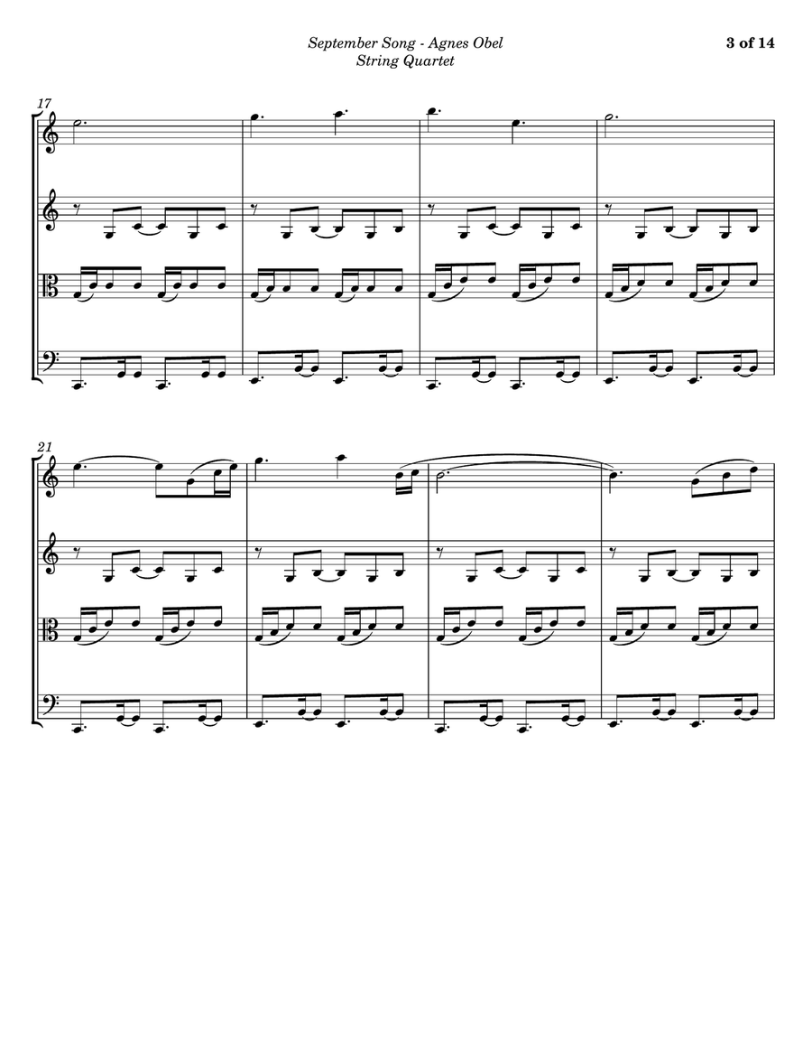 September Song String Quartet scores gallery preview page 3