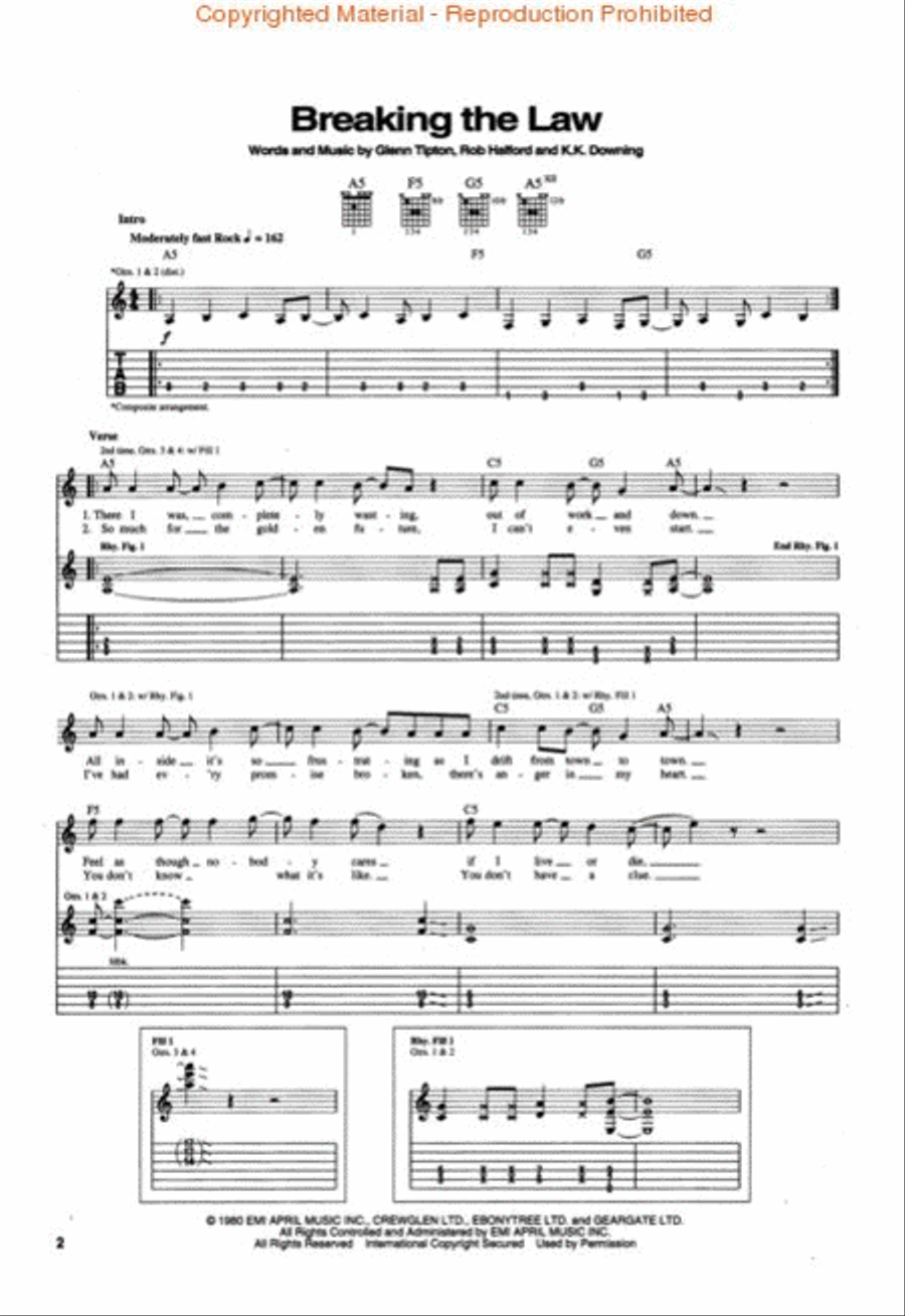 Best of Judas Priest Electric Guitar scores gallery preview page 2