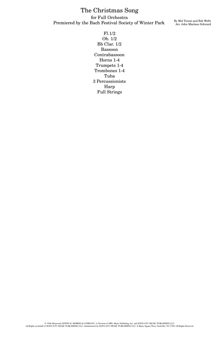 The Christmas Song (chestnuts Roasting On An Open Fire) Full Orchestra scores gallery preview page 1