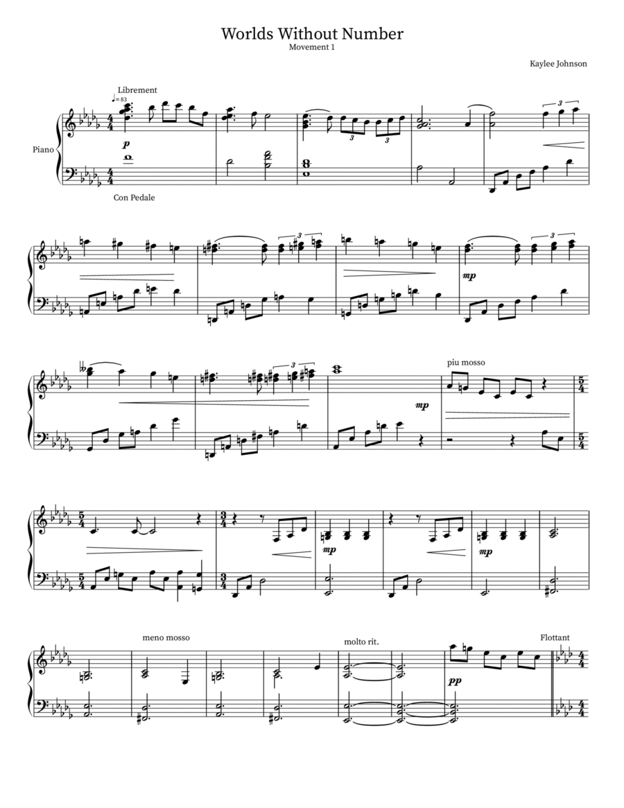 Worlds Without Number Worlds Without Number Piano Solo scores gallery preview page 1