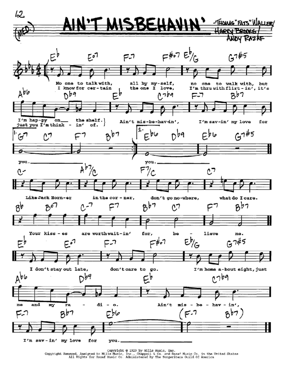Ain't Misbehavin' Voice scores gallery preview page 1