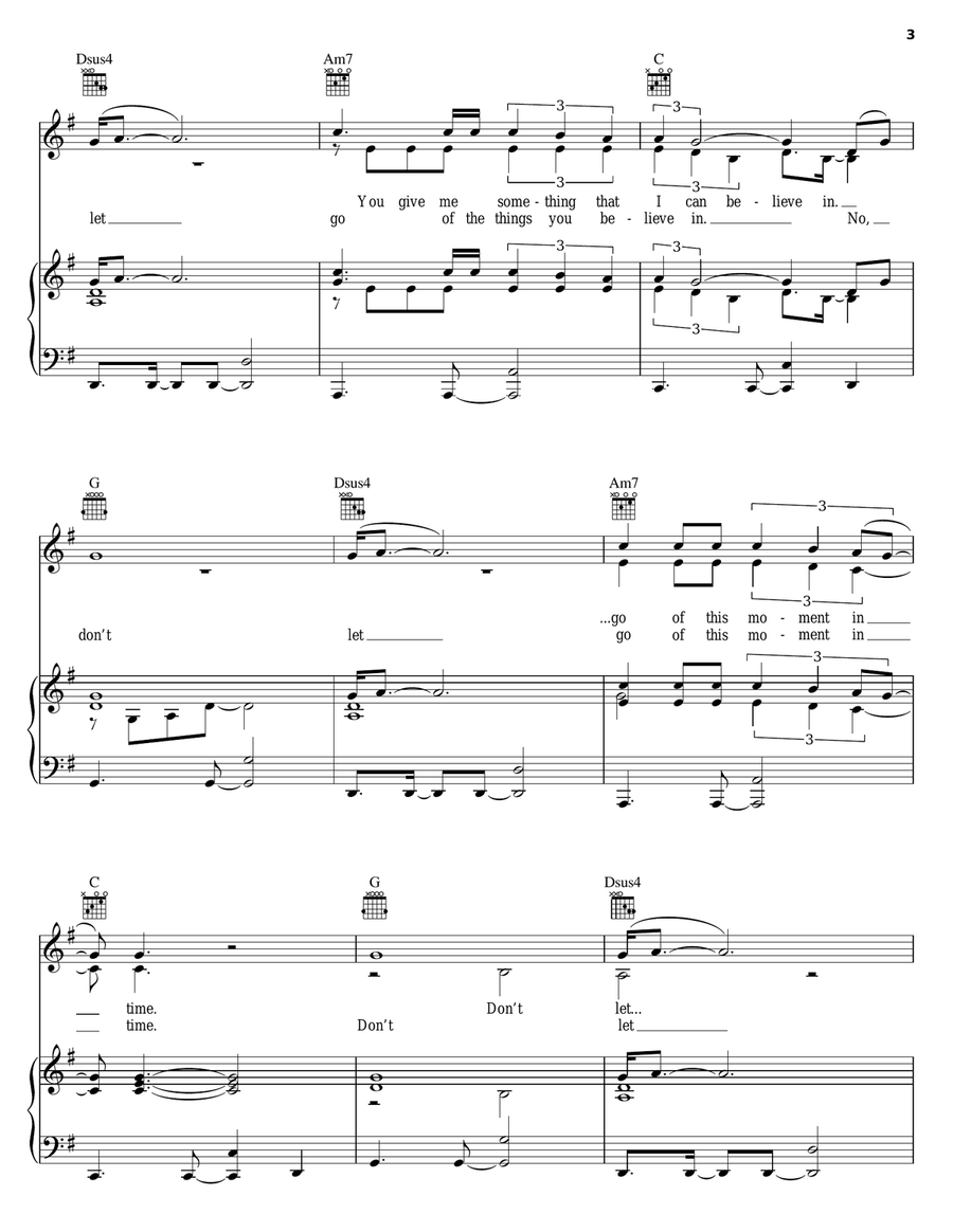 Don't Let Go Piano, Vocal, Guitar scores gallery preview page 3