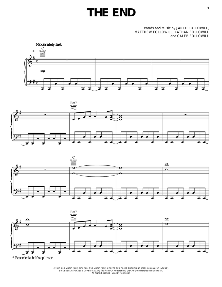 The End Piano, Vocal, Guitar scores gallery preview page 1
