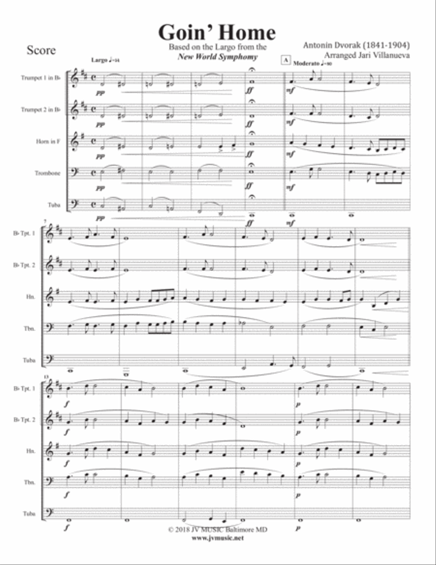 Goin' Home For Brass Quintet Brass Quintet scores gallery preview page 3