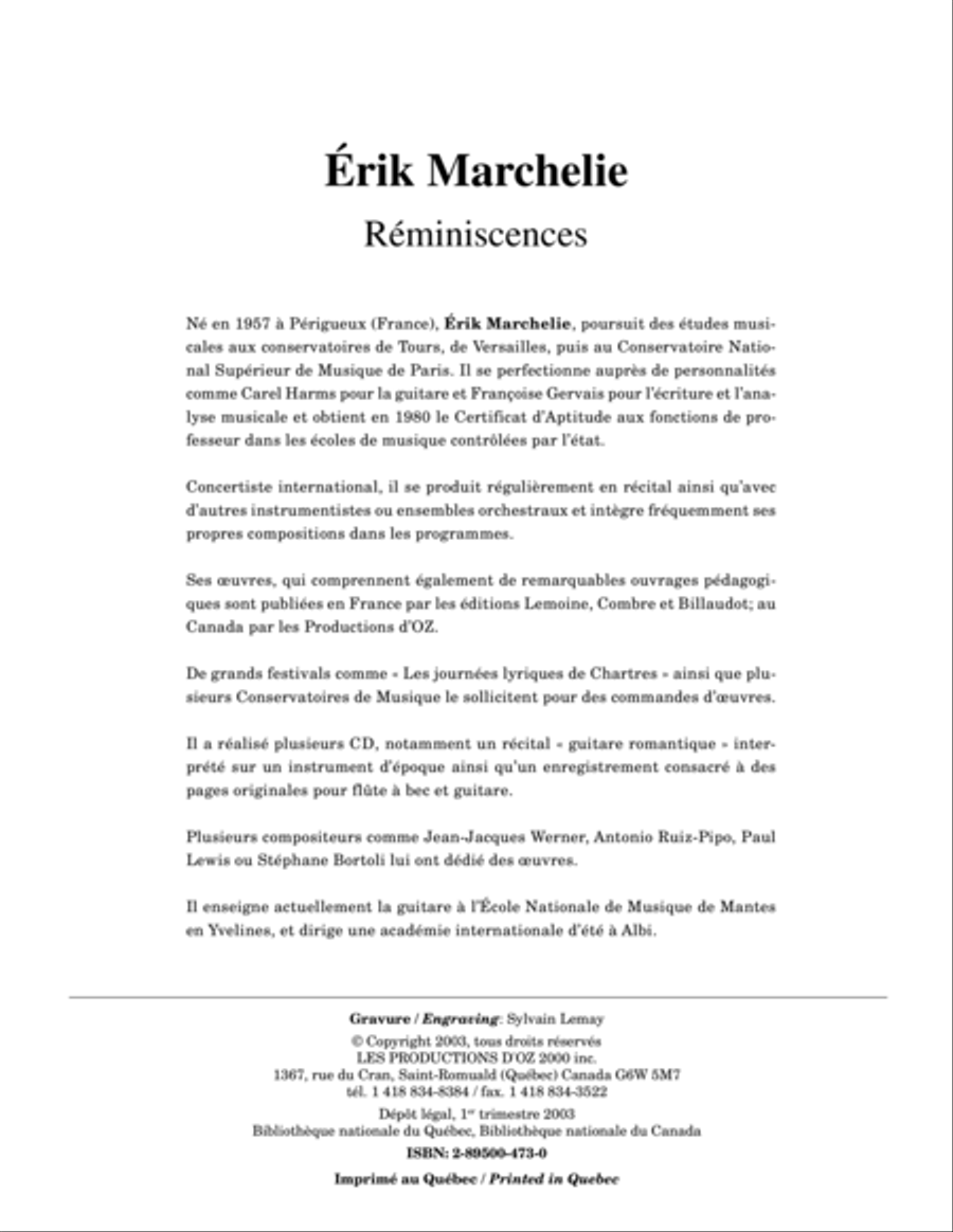 Réminiscences Classical Guitar scores gallery preview page 1