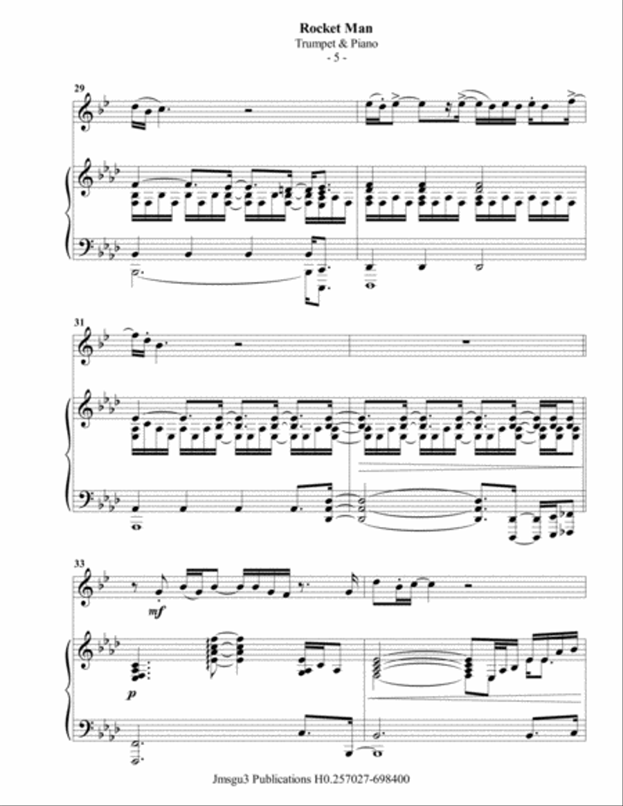 Rocket Man (I Think It's Gonna Be A Long Long Time) B-Flat Trumpet scores gallery preview page 6