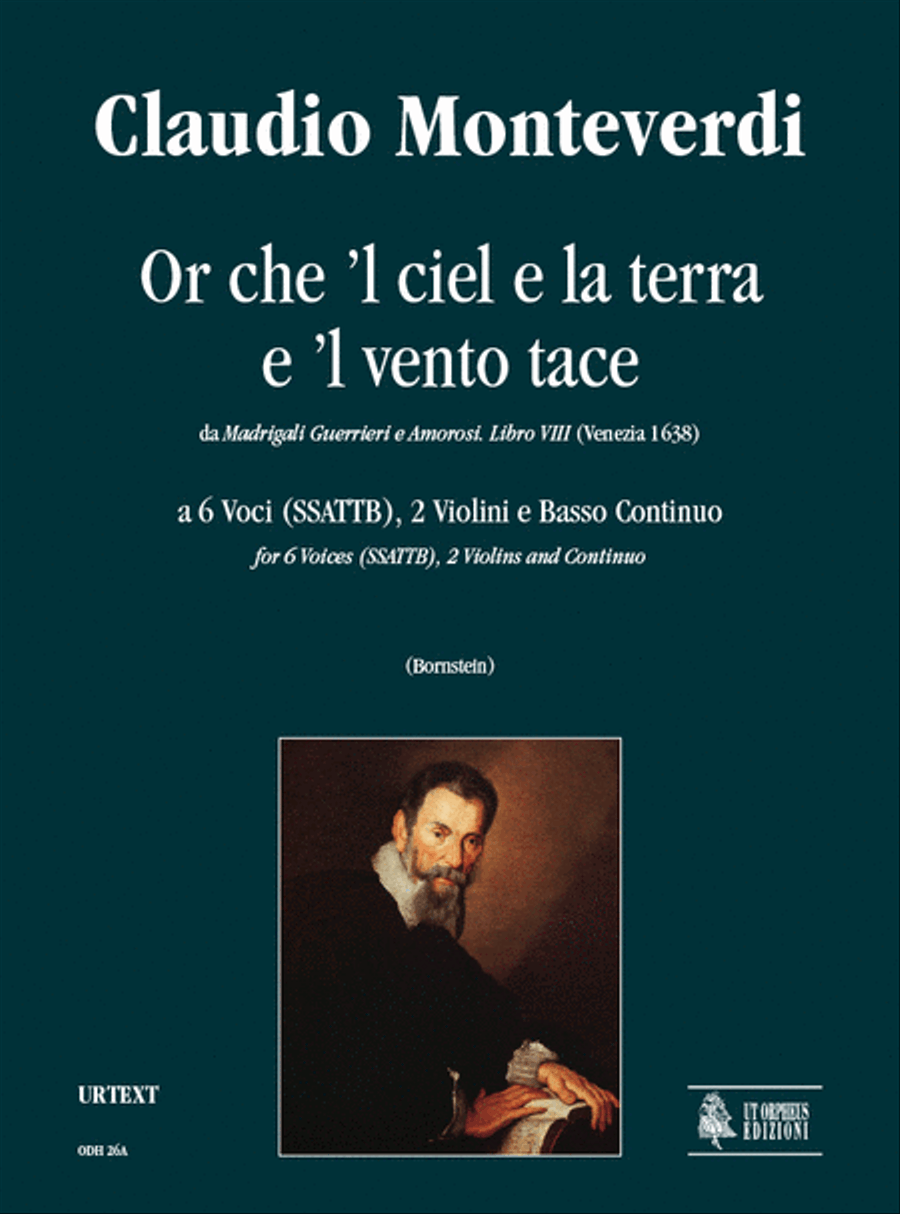 Or che ’l ciel e la terra e ’l vento tace (Madrigali Guerrieri. Libro VIII, No. 2) for 6 Voices (SSATTB), 2 Violins and Continuo Choir scores gallery preview page 1